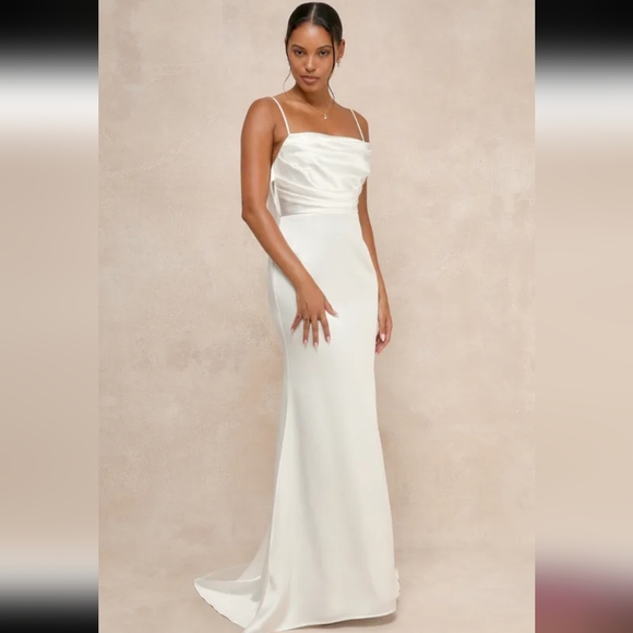 NWT $148 Lulus Lovely Endearment White Satin Sleeveless Backless Maxi Dress - Picture 5 of 10